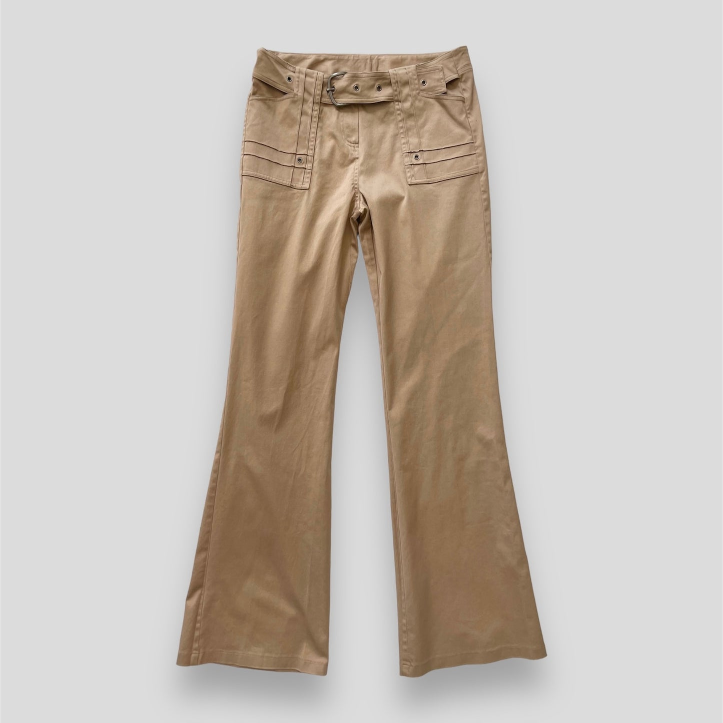 anne.x Khaki Beige Grommet Belt Flare Trousers - Medium