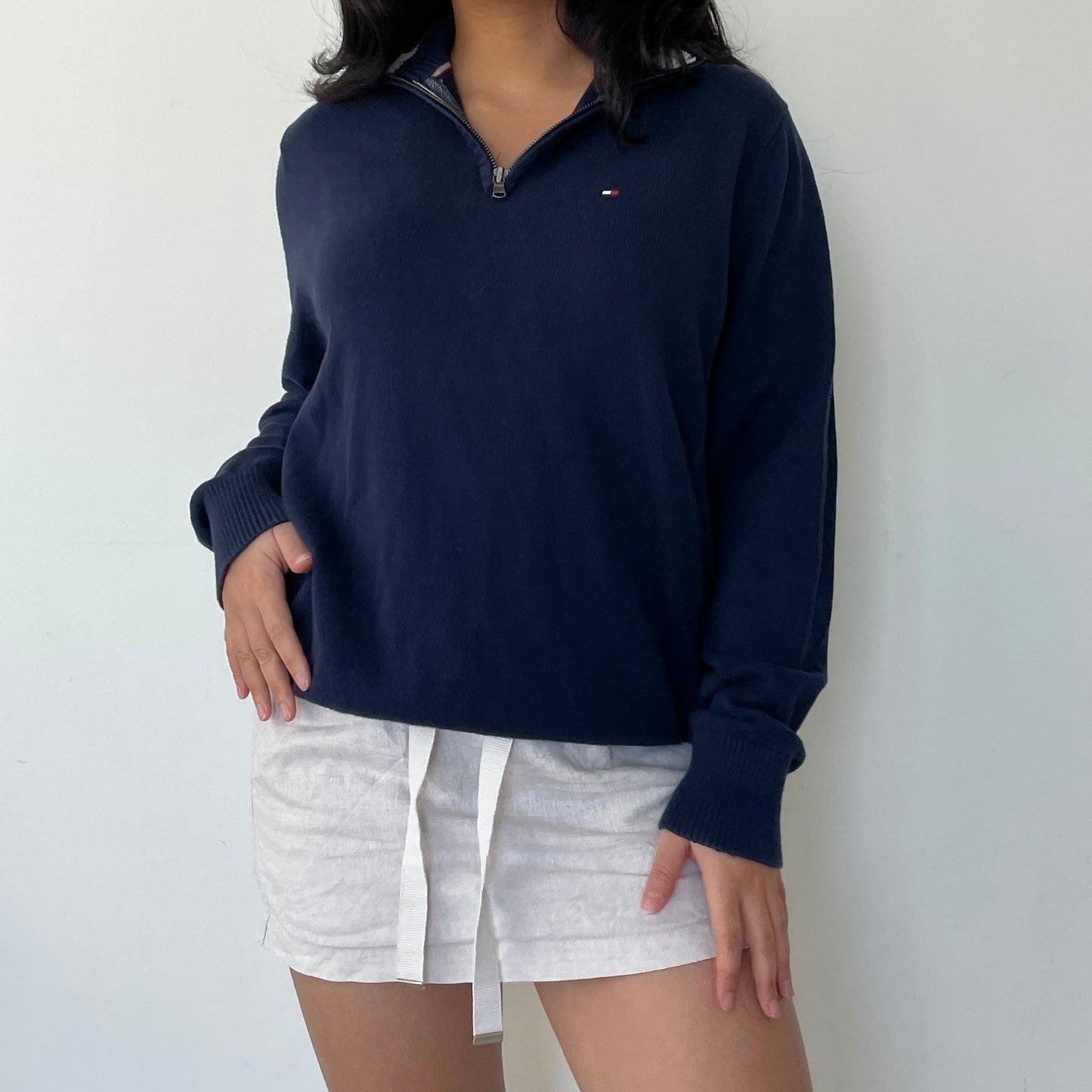 Tommy Hilfiger Navy Long Sleeve Quarter Zip Jumper