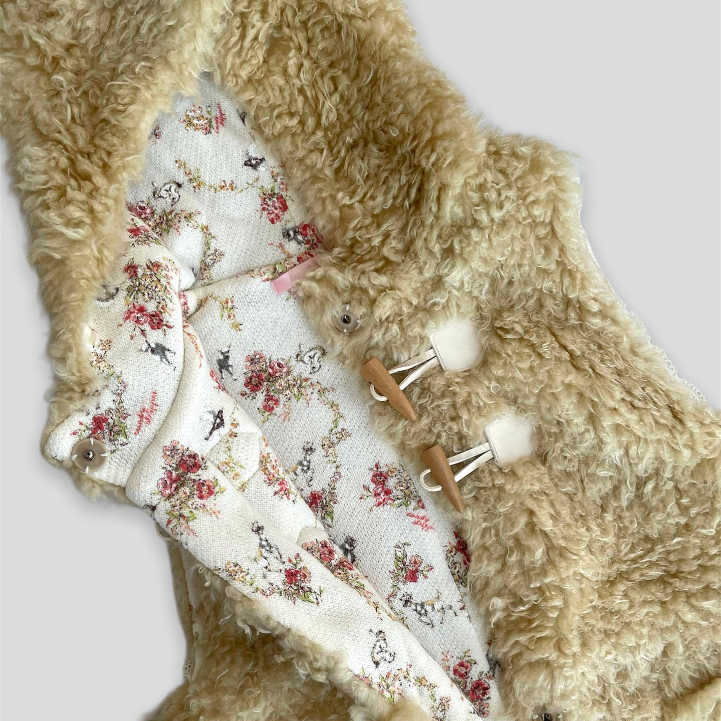 Candy Stripper Beige Teddy Vest - Small/Medium