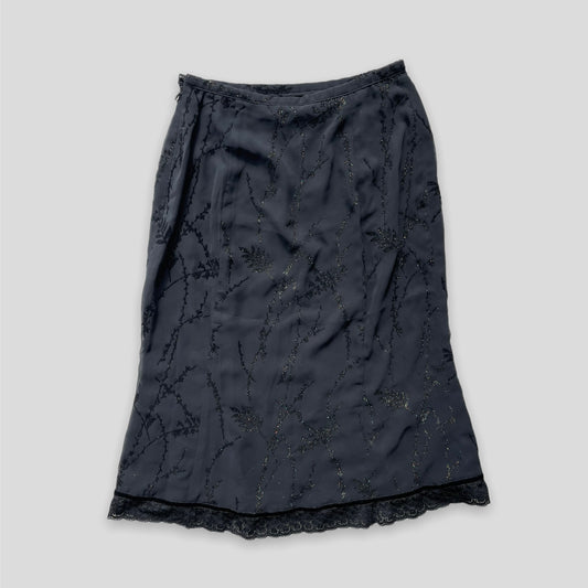 Black Midi Slip Skirt