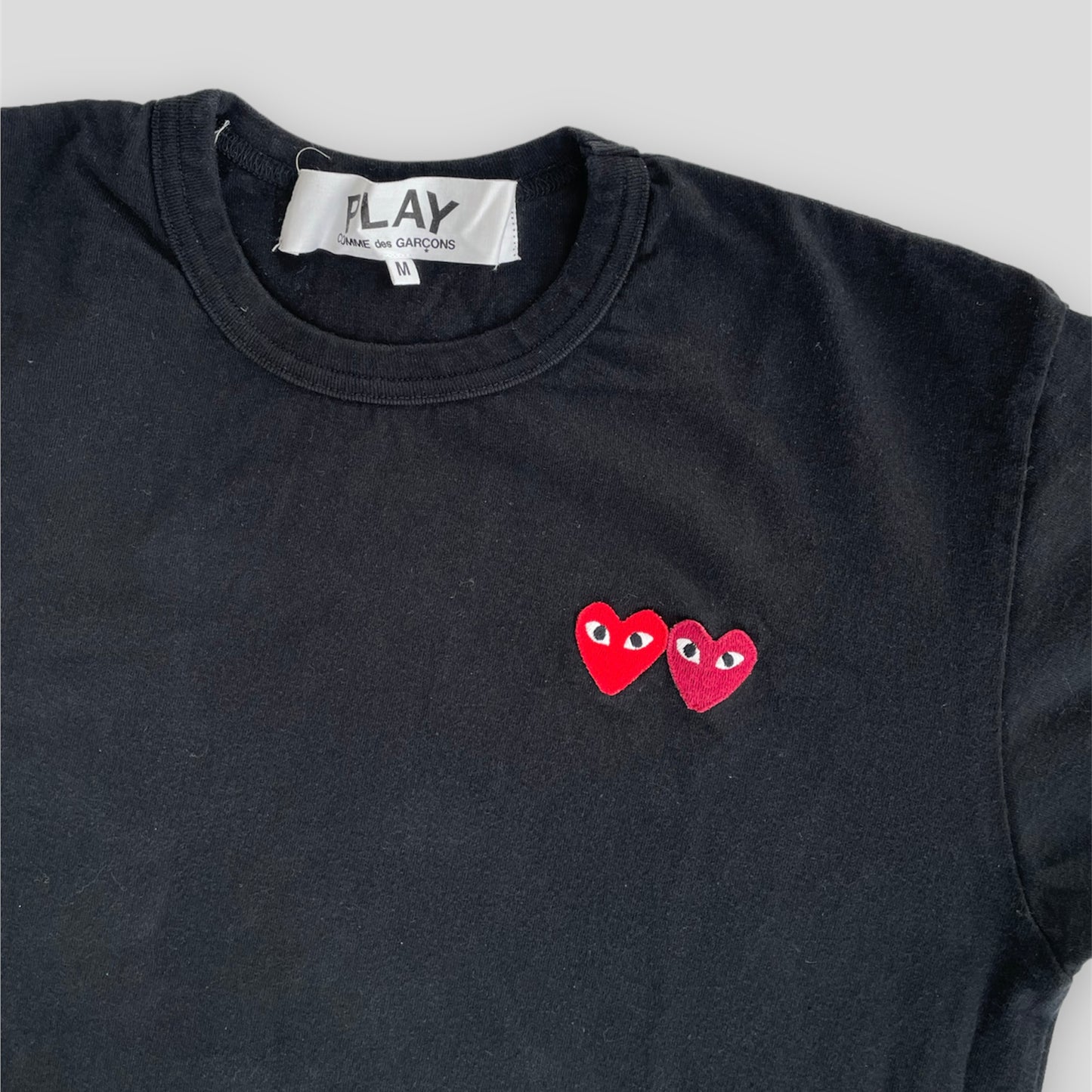 Comme des Garçons PLAY Black Double Heart T-Shirt - Medium