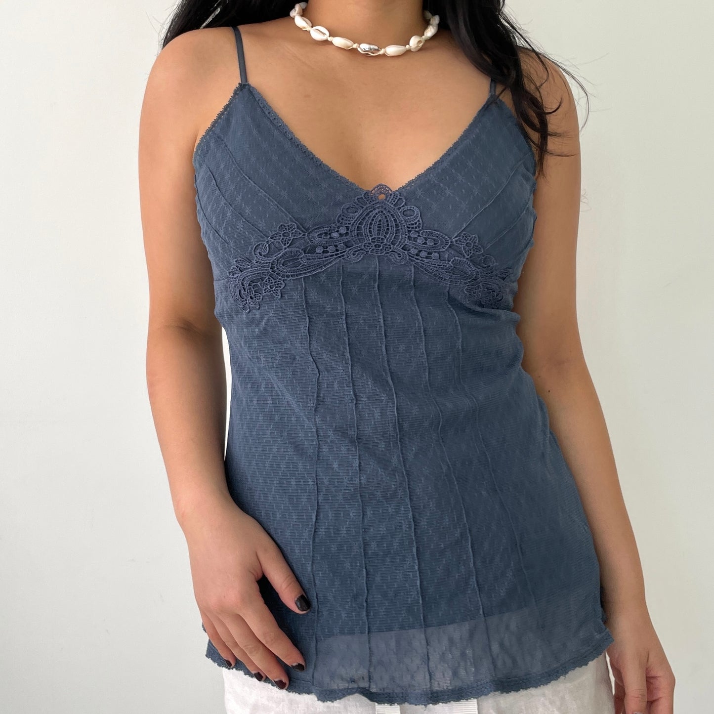 Indigo Blue Lace Tank Top