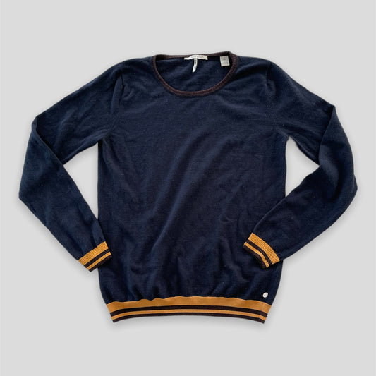 Scotch & Soda Navy Long Sleeved Crewneck Wool Top - Medium