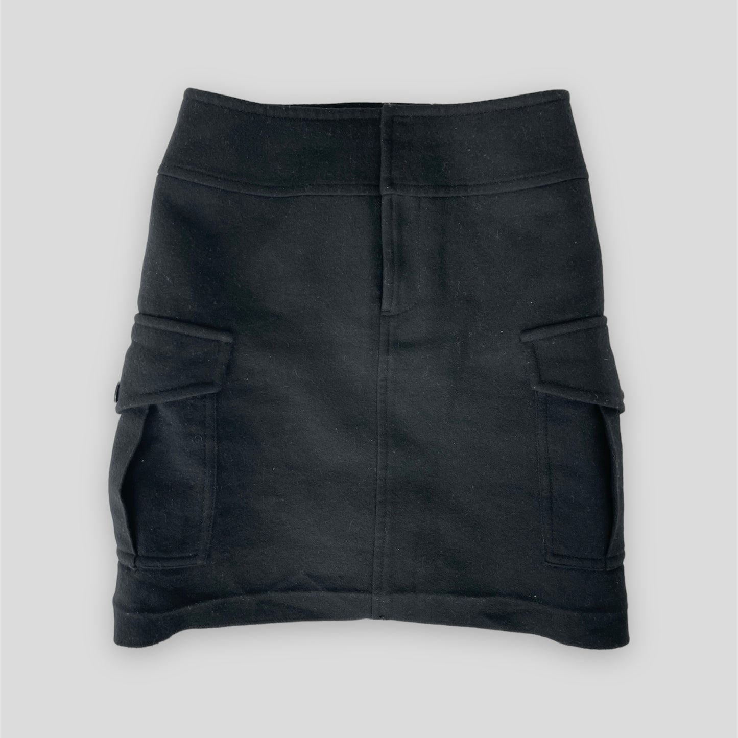 Vintage Courrèges Black Wool Mini Skirt - Small