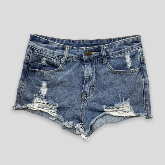 Ripped High Waisted Jean Shorts - Zoehify