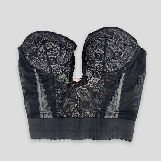 Vintage 1970s Black Lace Bustier Corset - Zoehify 