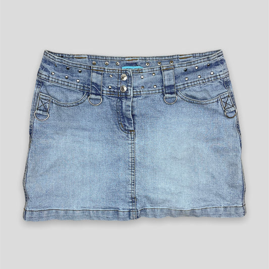 Studded Denim Mini Skirt - Zoehify