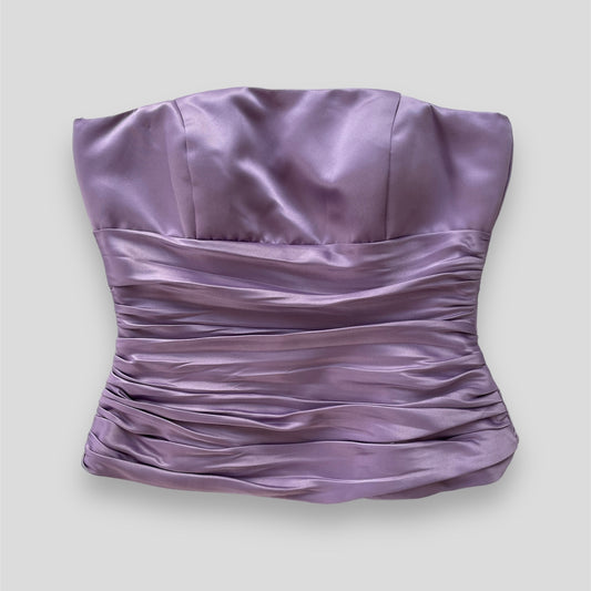 Purple Satin Strapless Boned Bustier Top - XX-Small/X-Small