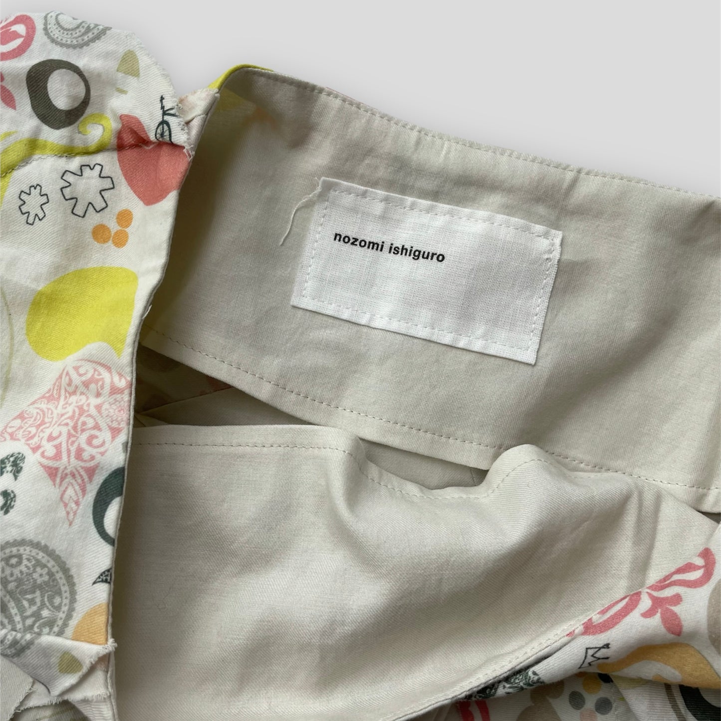 Nozomi Ishiguro Pale Beige Cotton Deconstructed Patterned Skirt - Small