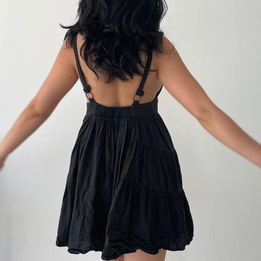 Urban Outfitters Black Plunge Neck Babydoll Beach Dress