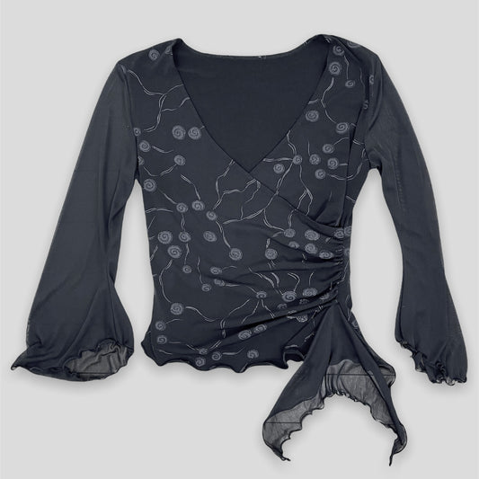 Black Bell Sleeved Wrap Top - Zoehify
