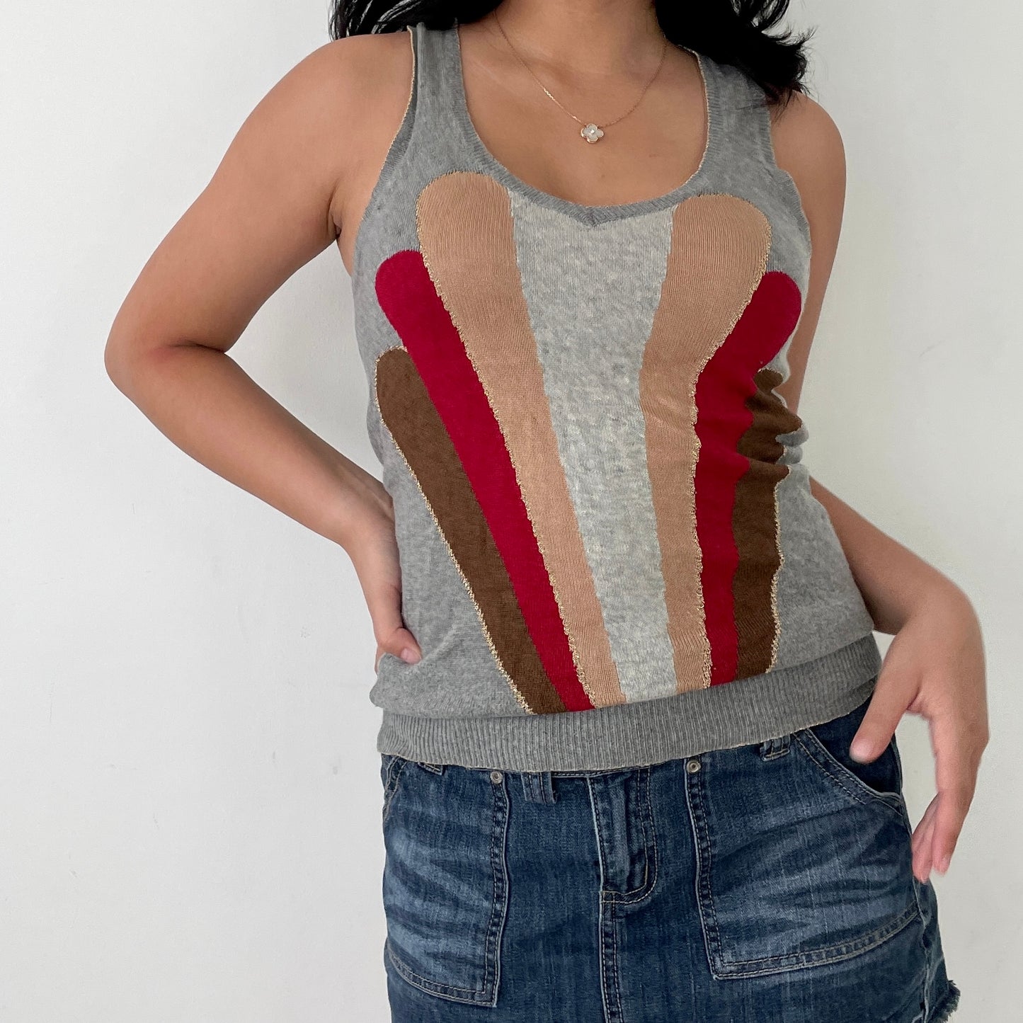 Maje Grey Silk & Cashmere Knit Tank Top - Small