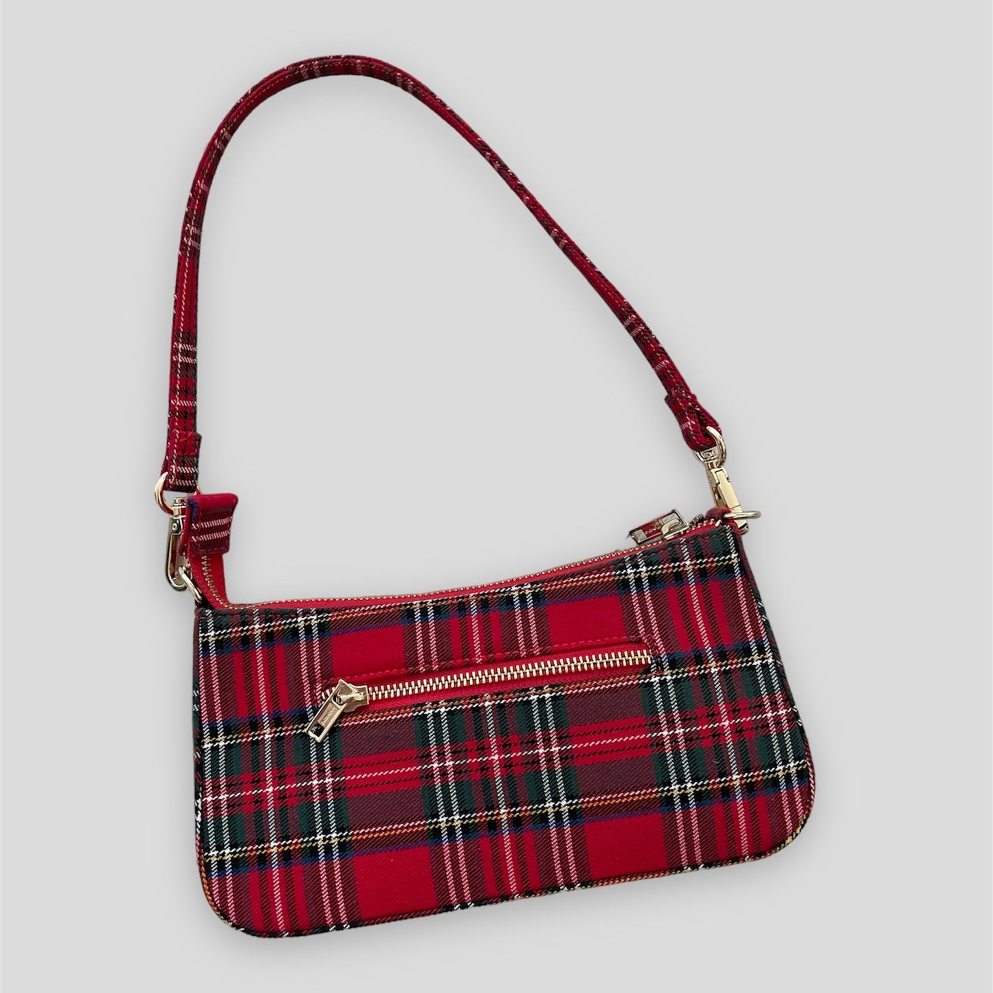 John Galt Red Plaid Mini Cotton Shoulder Bag