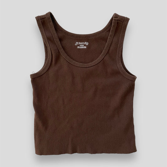 Brown Cropped Cotton Tank Top