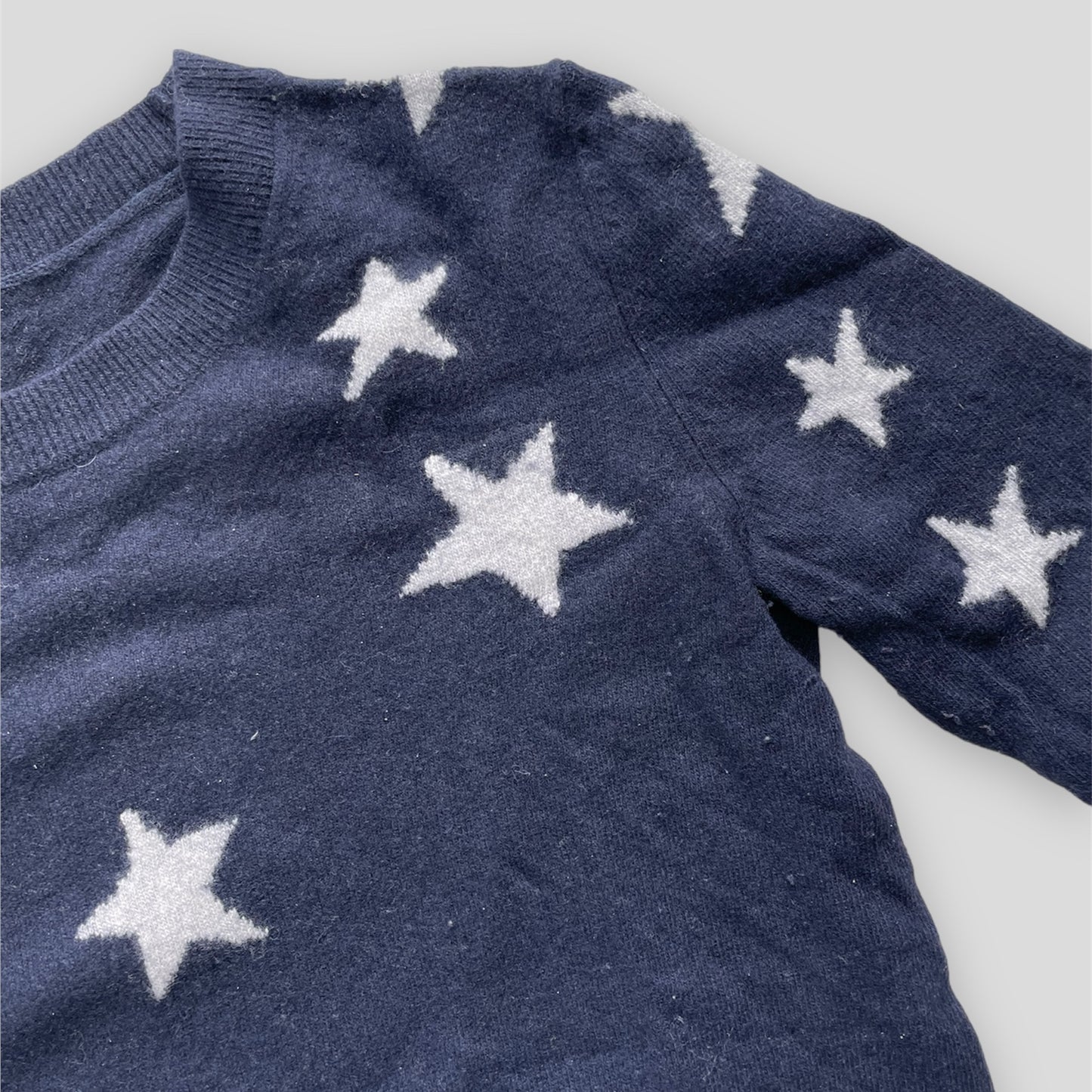 Banana Republic Navy Merino Wool Star Print Crewneck Jumper - X-Small