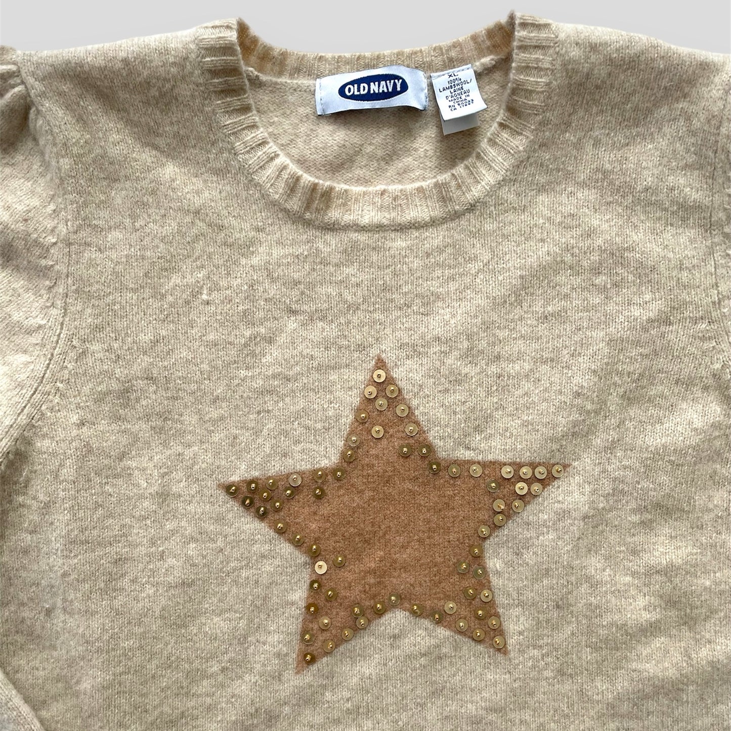 Old Navy Beige Wool Star Knit Jumper - Small