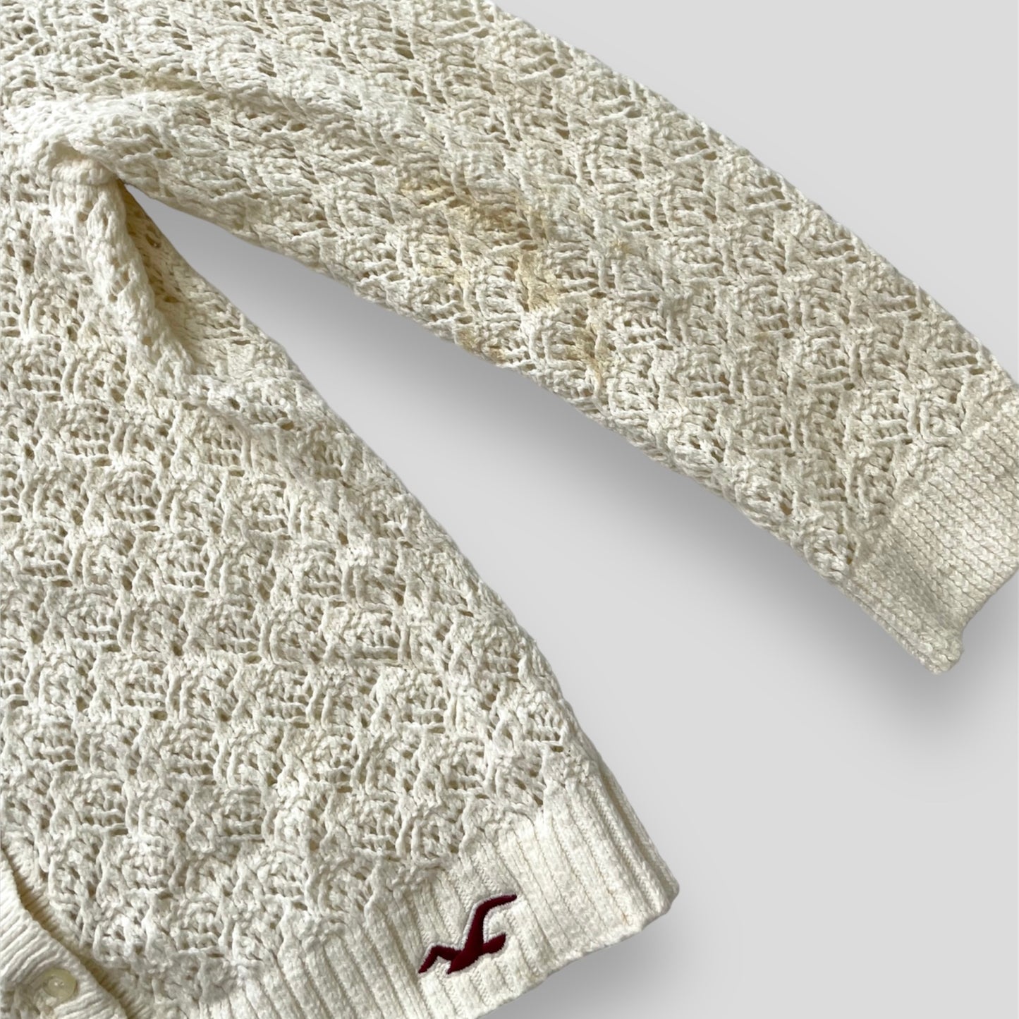 Hollister Cream Crochet Knit Cardigan - Small