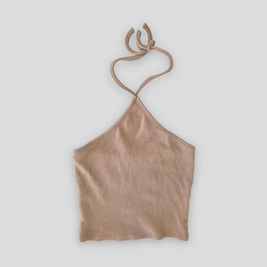 Garage Nude Ribbed Halter Top - X-Small