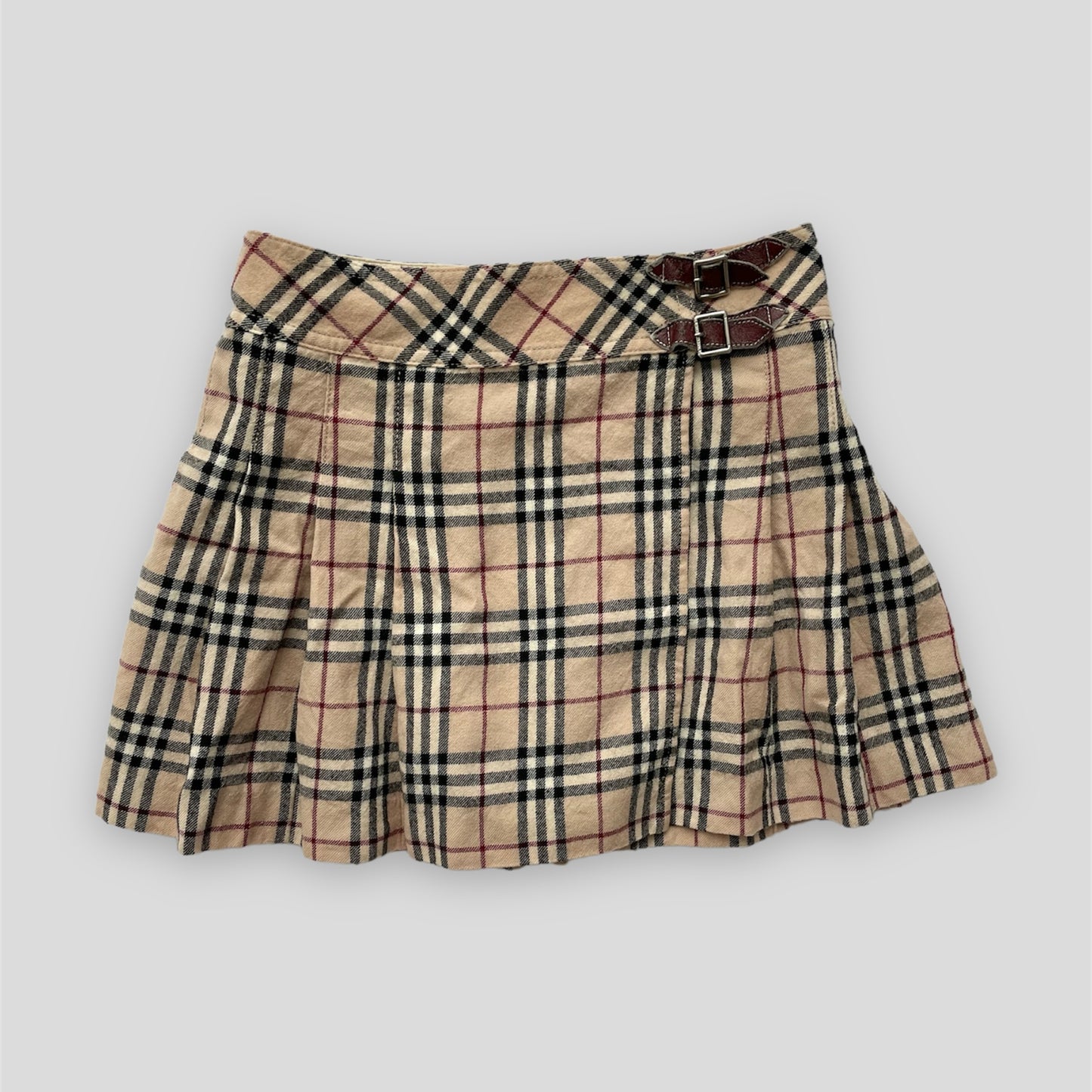 Vintage Burberry Nova Check Pleated Mini Skirt