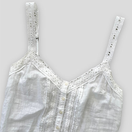 Old Label Abercrombie & Fitch White Broderie Anglaise Linen Cami Top - X-Small