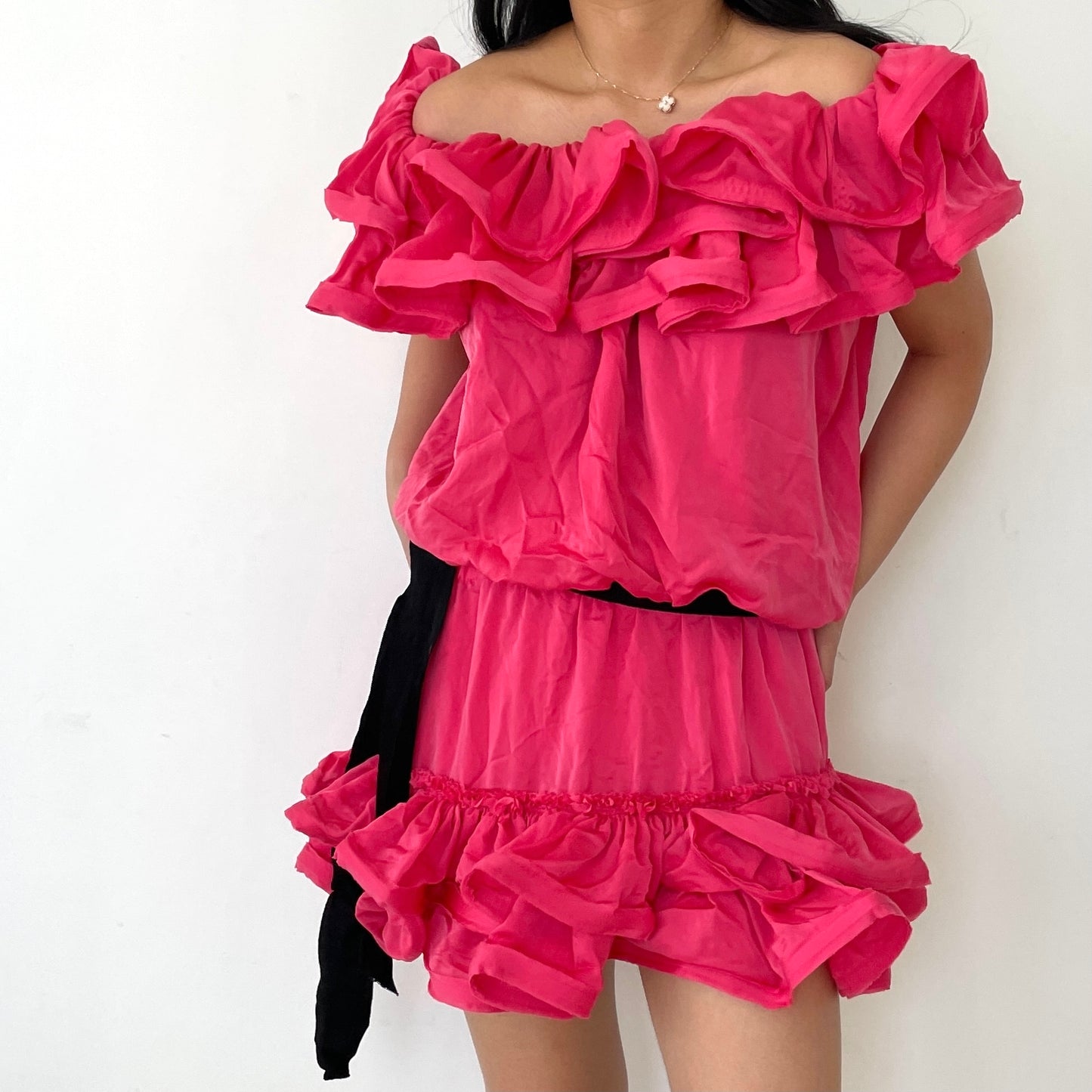 BNWT 2010 Lanvin X H&M Hot Pink Ruffle Dress - Zoehify 