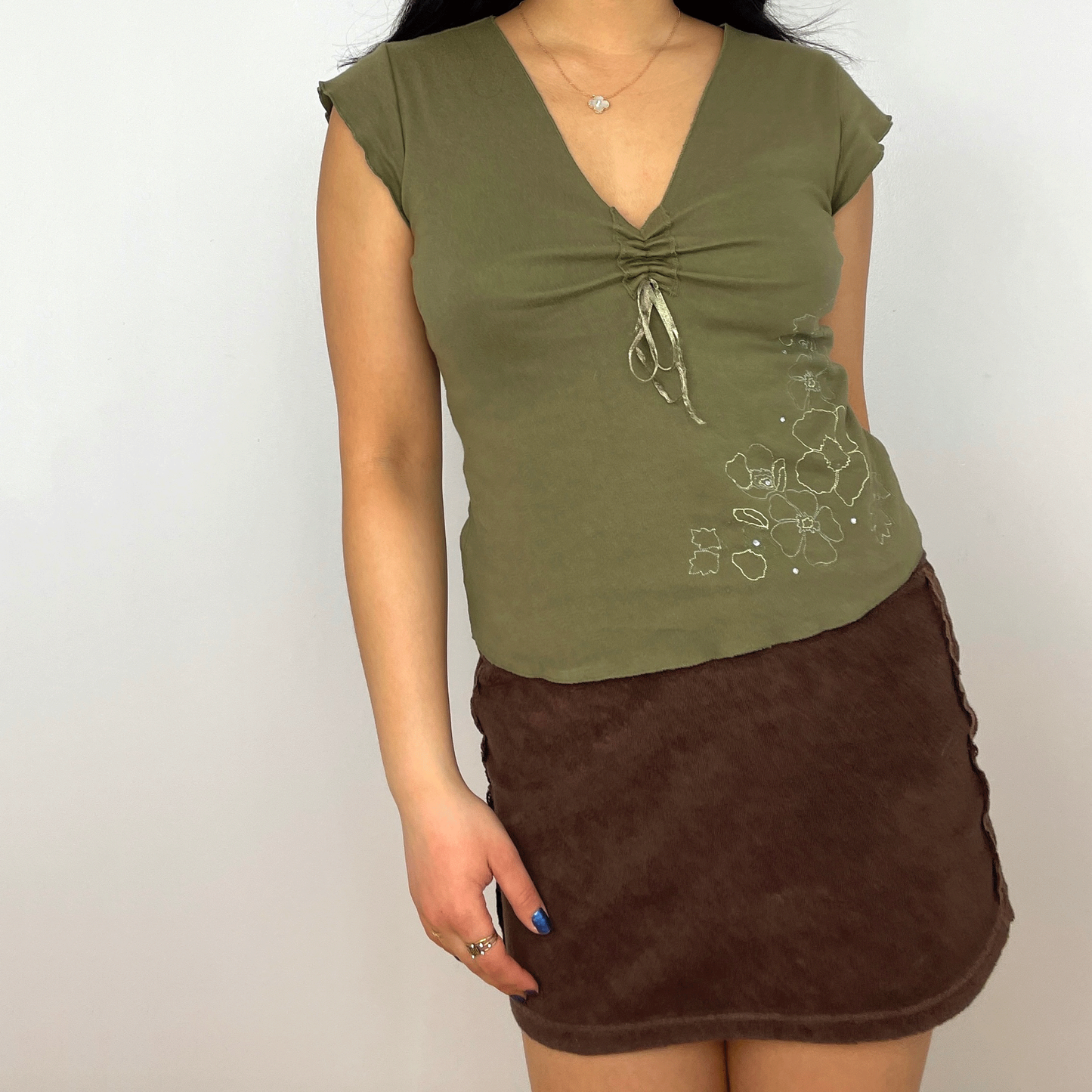 Green Ruched Front Tee - Zoehify 