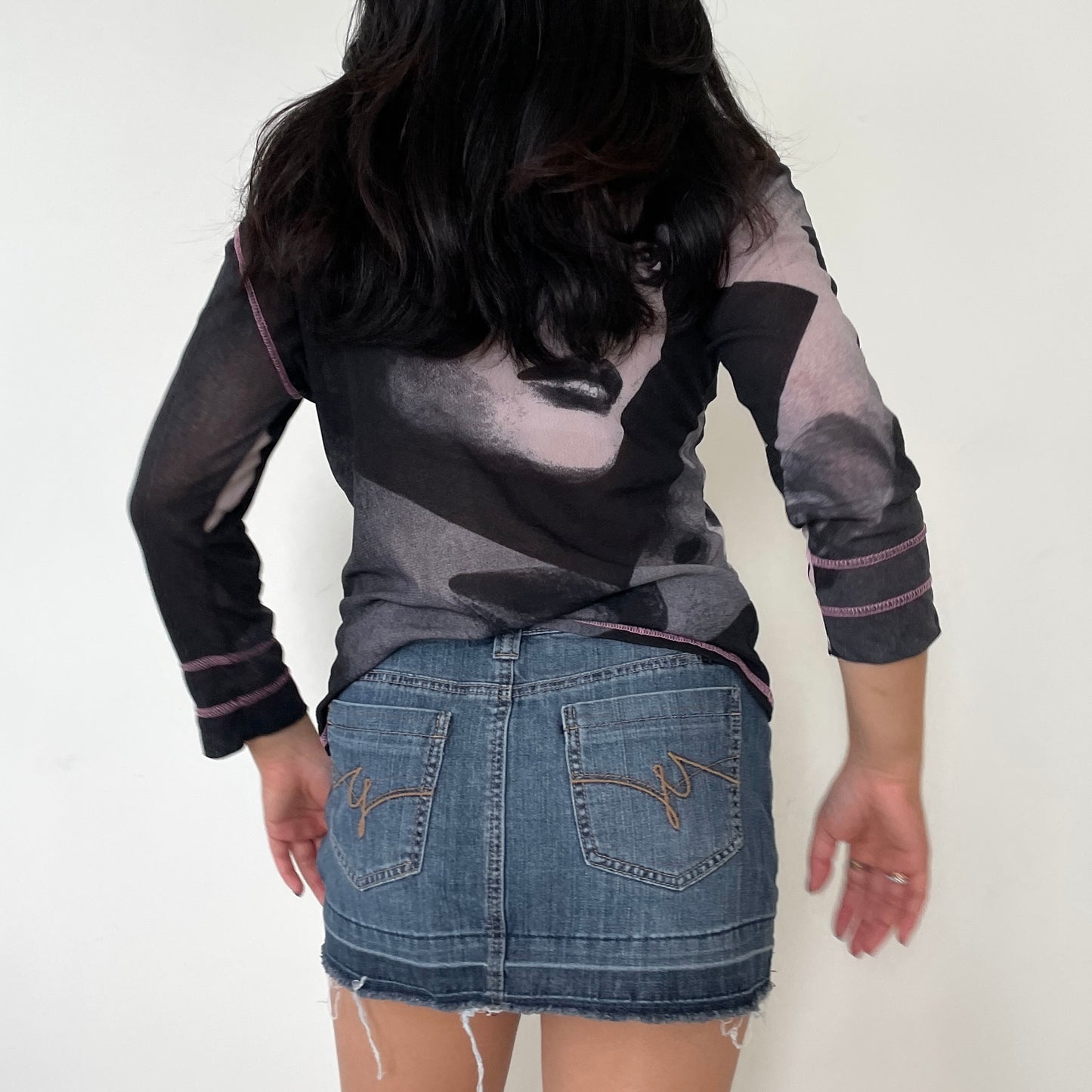 Vintage 90s Long Sleeved Micro Mesh Top - Zoehify 