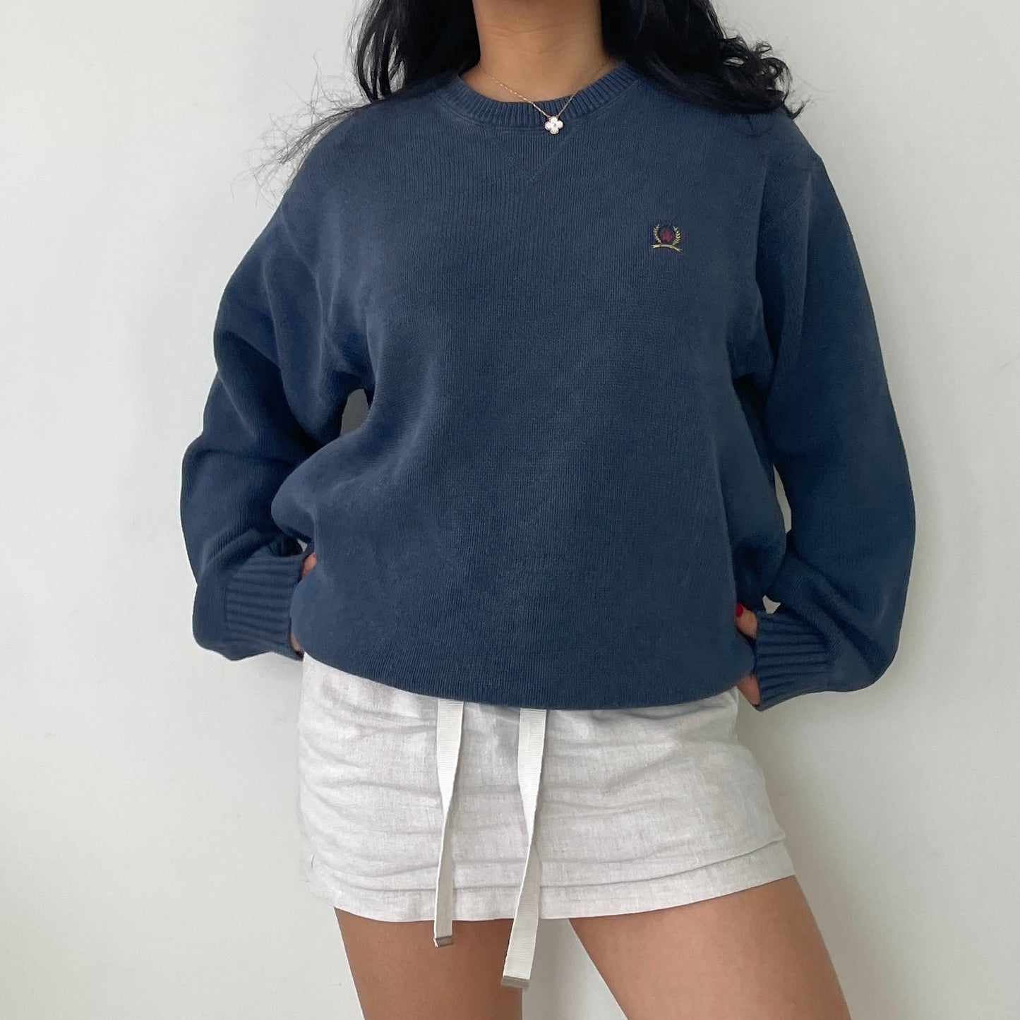 Tommy Hilfiger Blue Crewneck Long Sleeve Knit Jumper