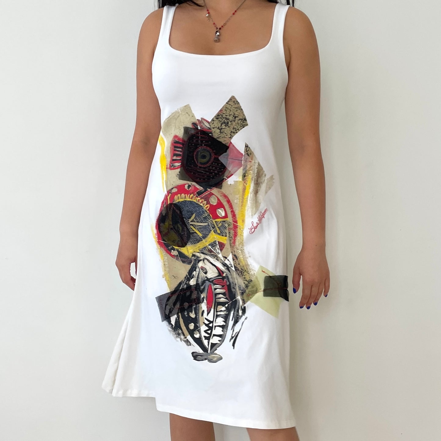 White Patchwork Save The Queen Dress - Zoehify 