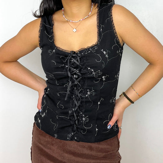 Black Lace Front Corset Tank - Zoehify