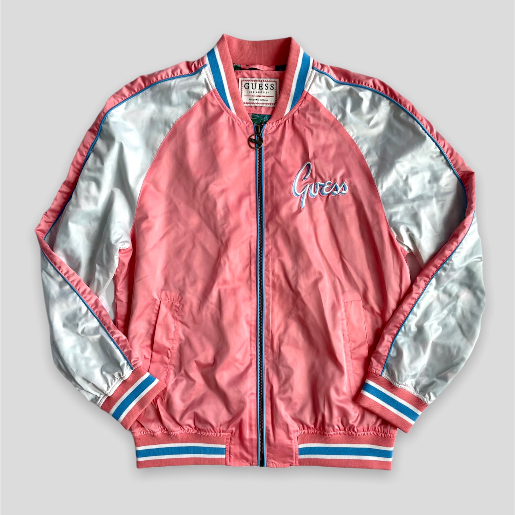 Guess Salmon Pink Bomber Jacket - Zoehify 