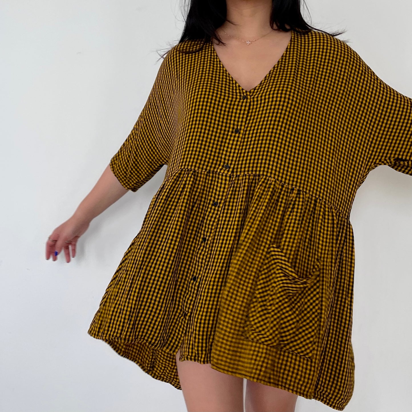 Yellow Zara Gingham Babydoll Tunic - Zoehify 