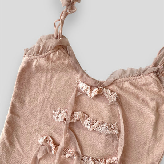 Vintage Mitika Peachy Pink Ribbon Cami Top - X-Small