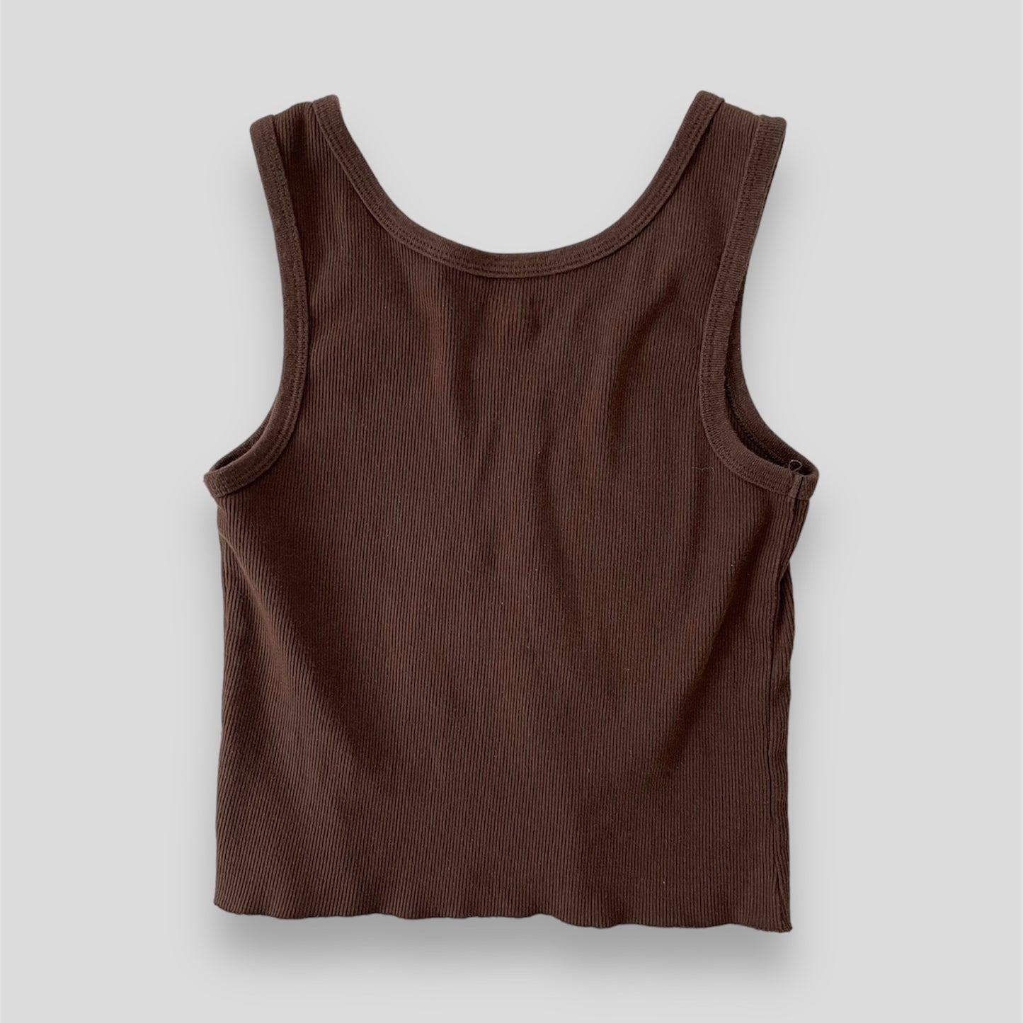 Brown Cropped Cotton Tank Top