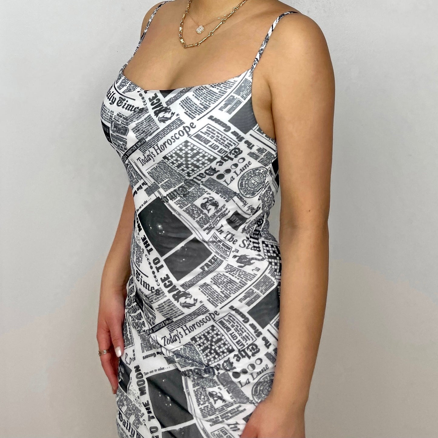 Newspaper Print Dress - Zoehify 