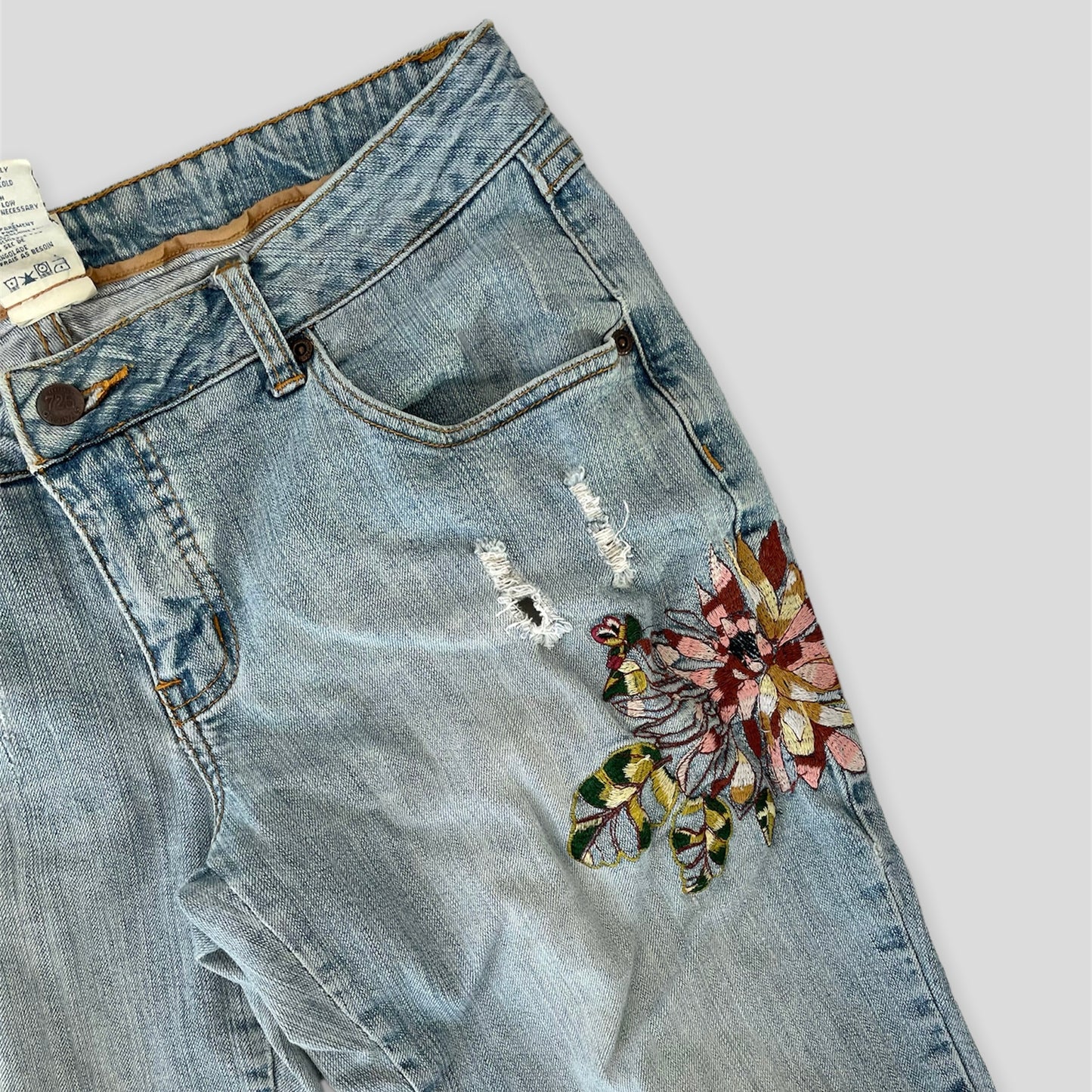 725 Originals Blue Flared Butterfly Embroidered Jeans - W34/L30