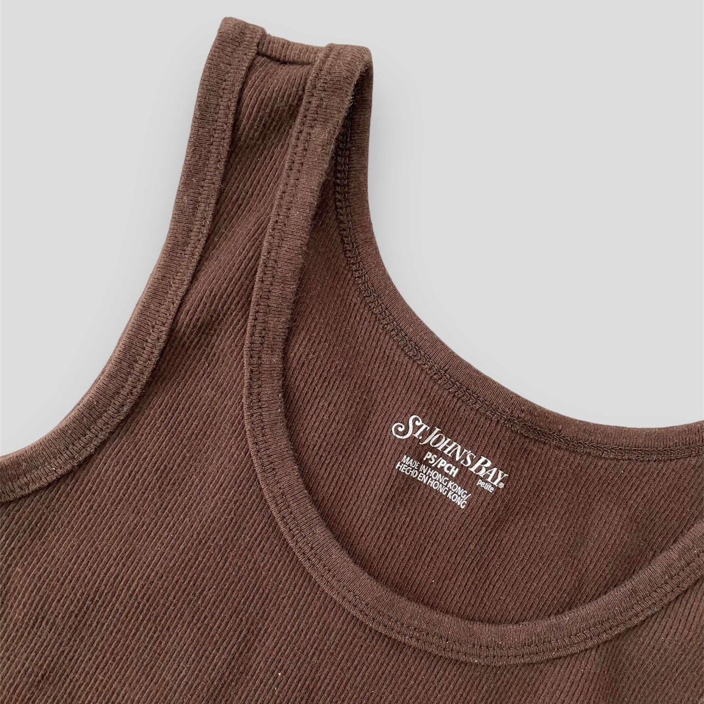 Brown Cropped Cotton Tank Top