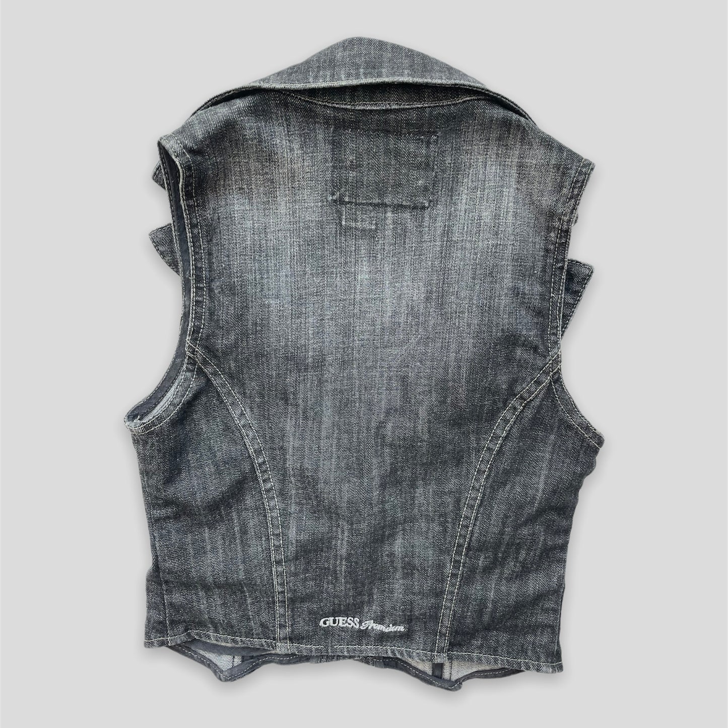 Guess Dark Wash Denim Vest - Zoehify 