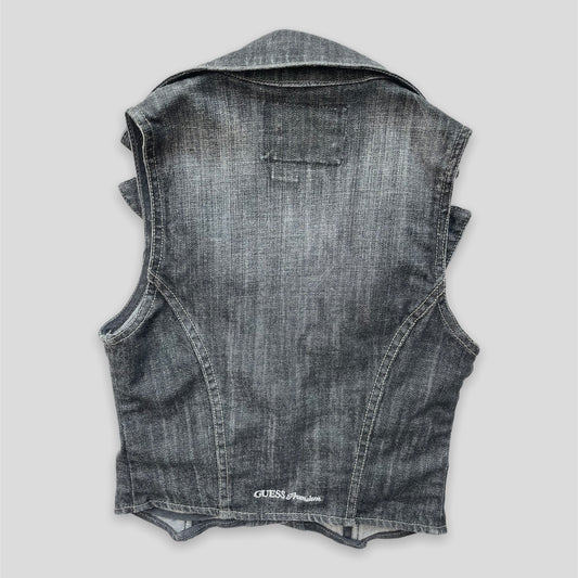 Guess Dark Wash Denim Vest - Zoehify