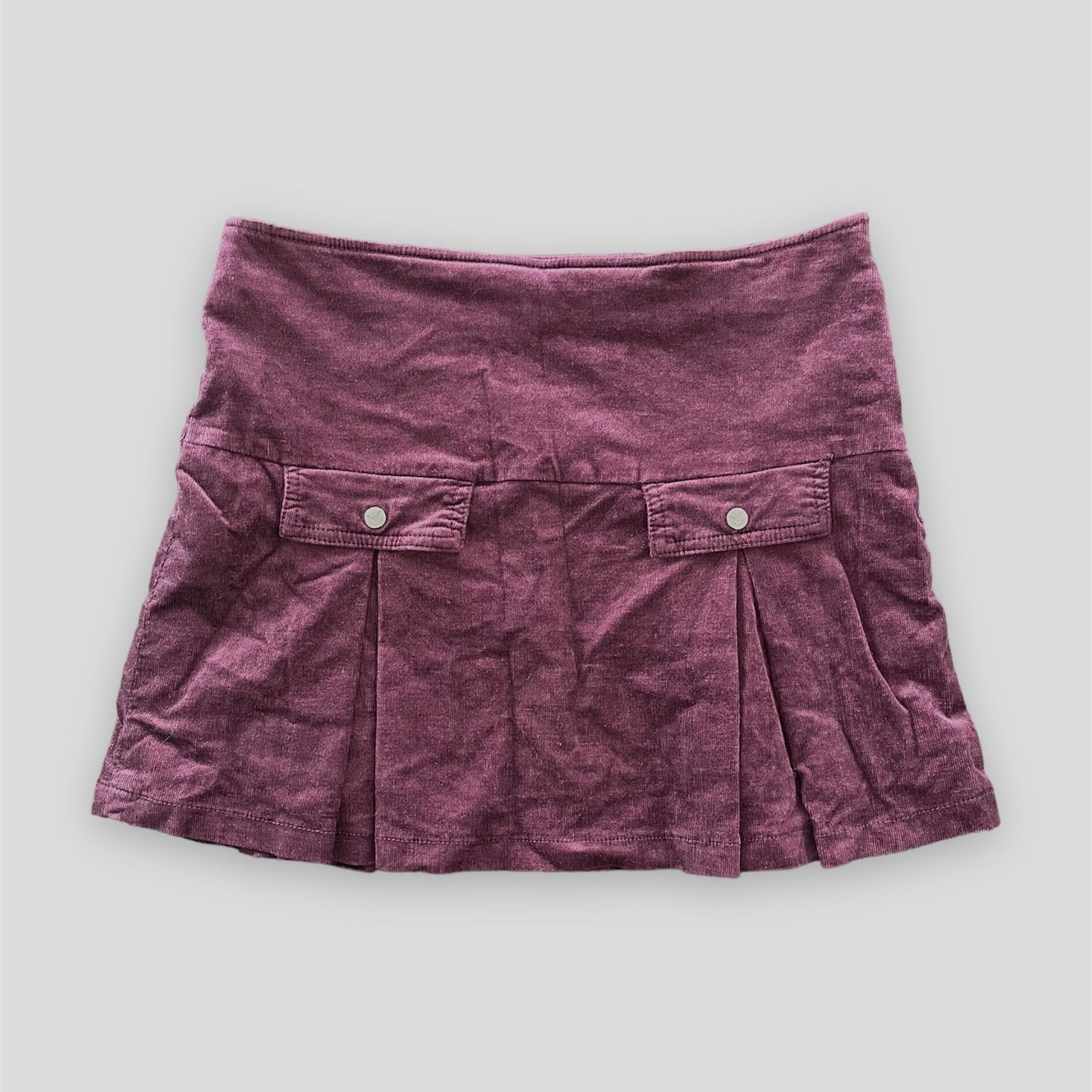 Armani Jeans Burgundy Corduory Pleated Mini Skirt - Medium