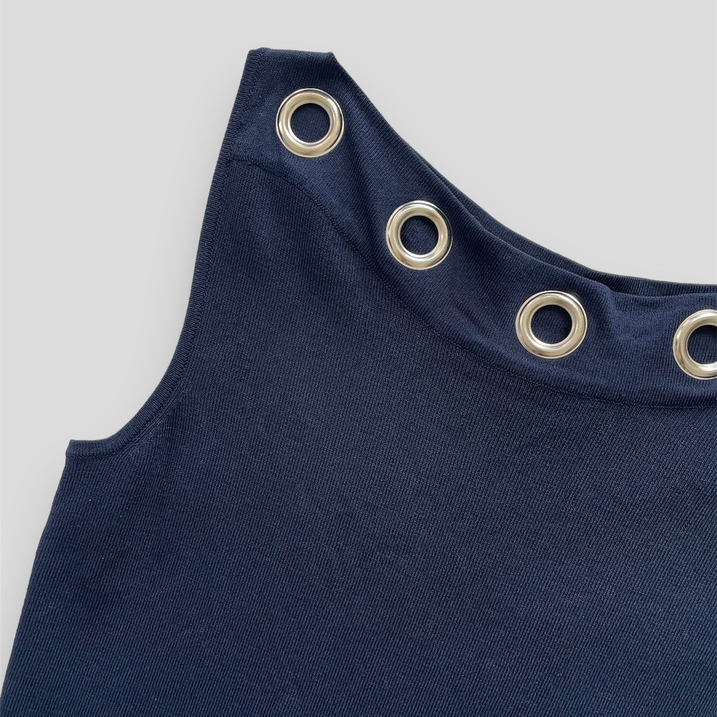 Colour Works Navy 90s Style Sleeveless Tank Top With Grommets - S/M