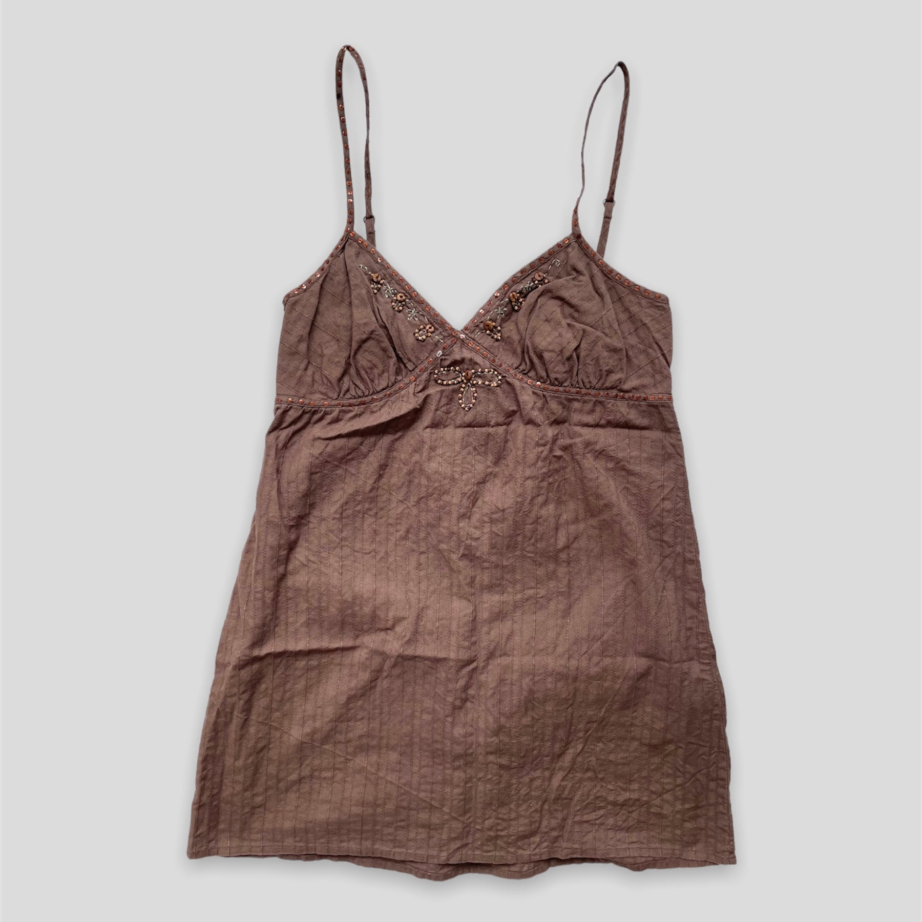 Brown Roxy Embroidered Tank Top - Zoehify 