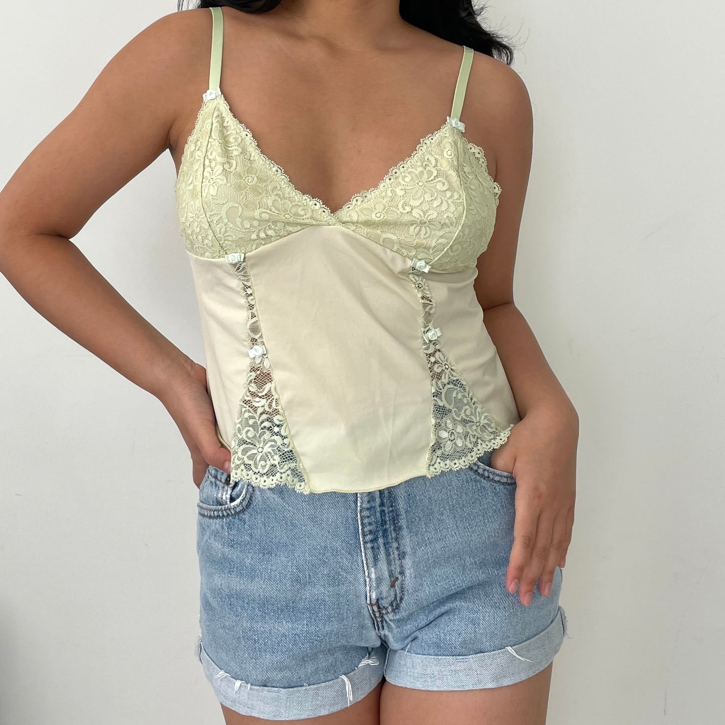 Pastel Green & Yellow Lace Cami