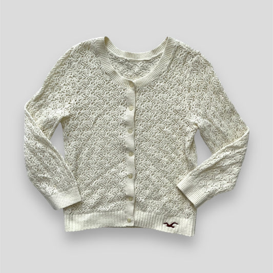 Hollister Cream Crochet Knit Cardigan - Small