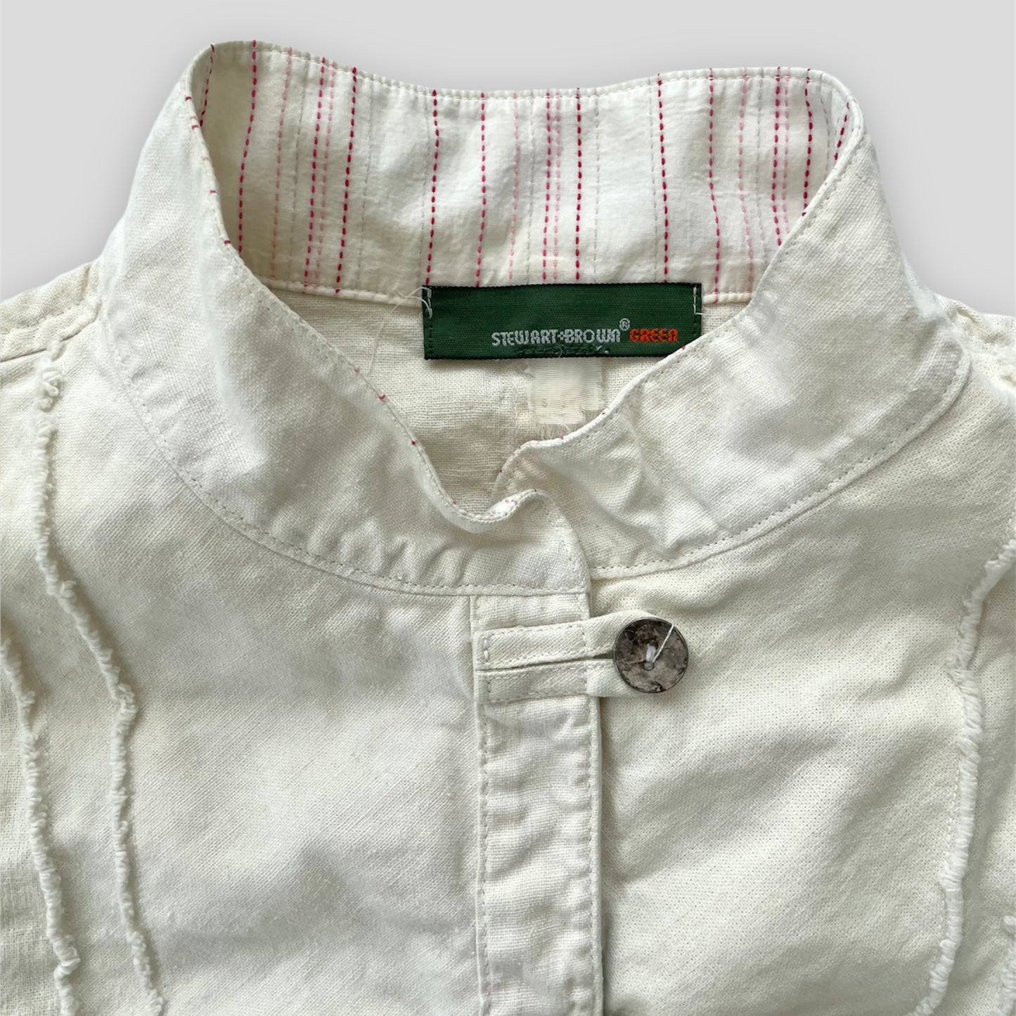 Stewart + Brown Organic White Long Sleeve Button Down Collar Blouse - X-Small/Small