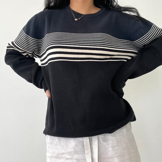 Navy & White Striped Knit Jumper