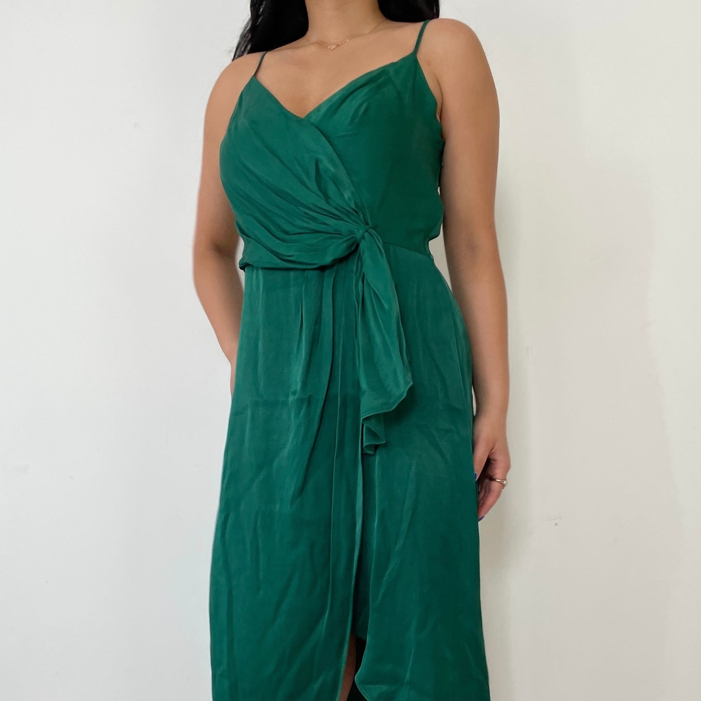 BNWT Anthropologie Green Satin Midi Dress - Zoehify 