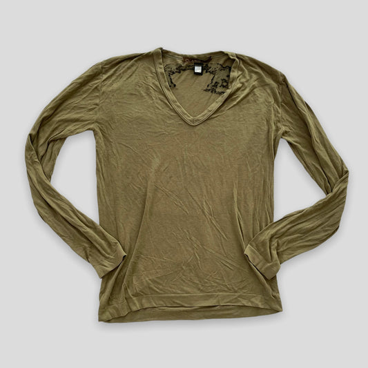 Roberto Cavalli Khaki Long Sleeved Tee - Zoehify