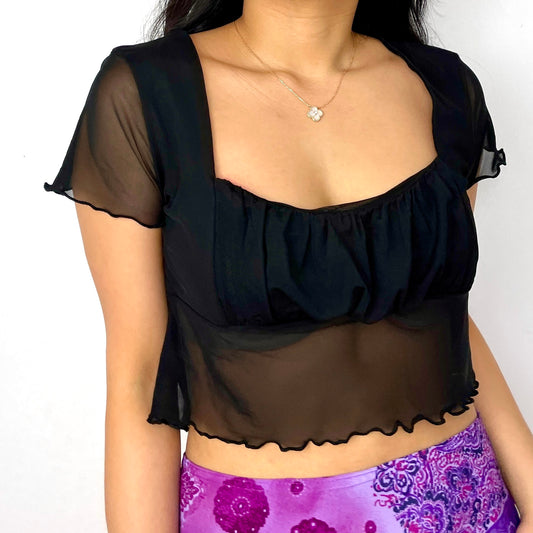 Black Mesh Crop Top - Zoehify 