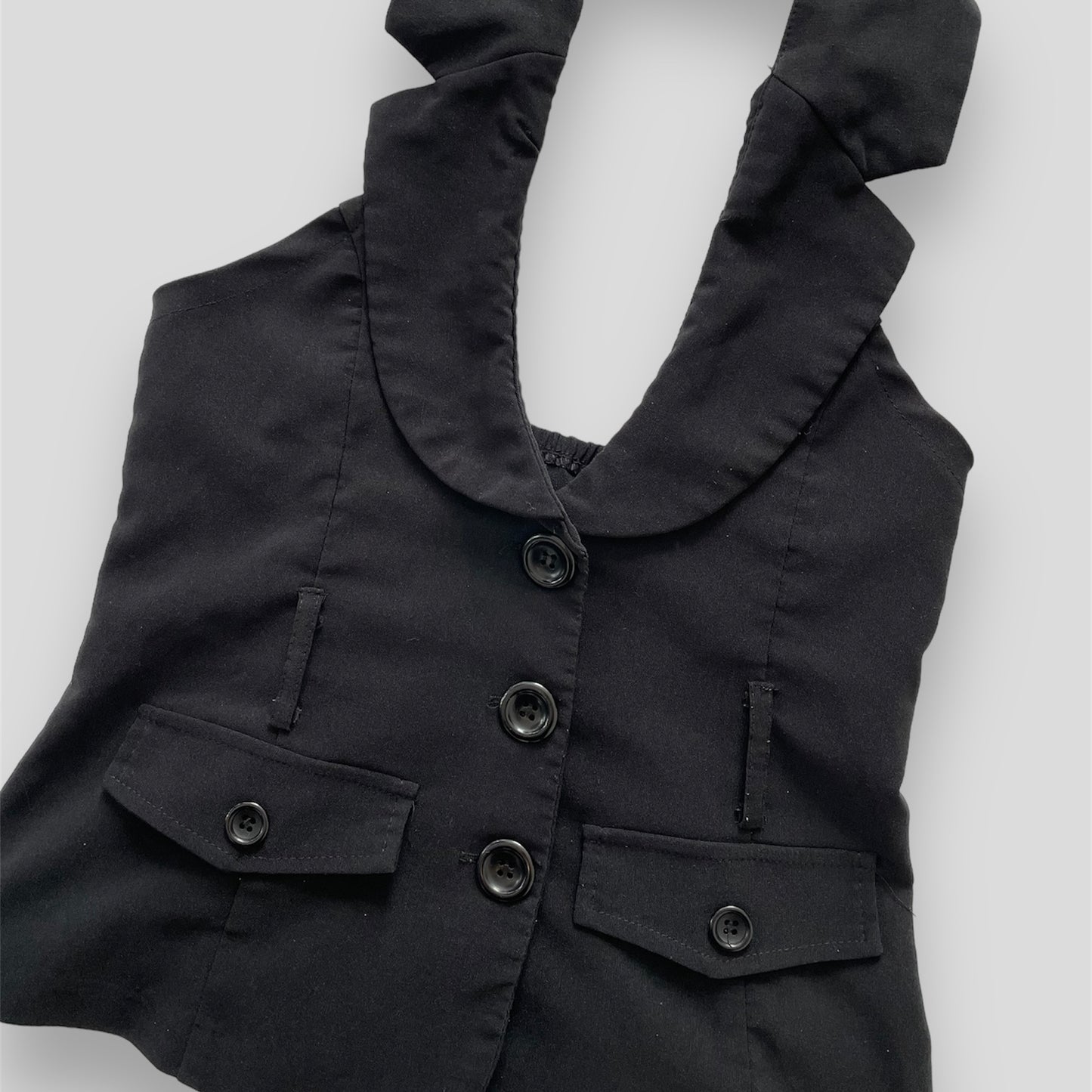 Black Halter Waistcoat Style Vest - Small